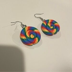 Rainbow colorful spiral earrings